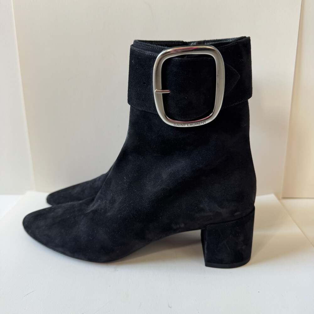Saint Laurent Babies Buckle Suede Ankle Boots Size 36.5